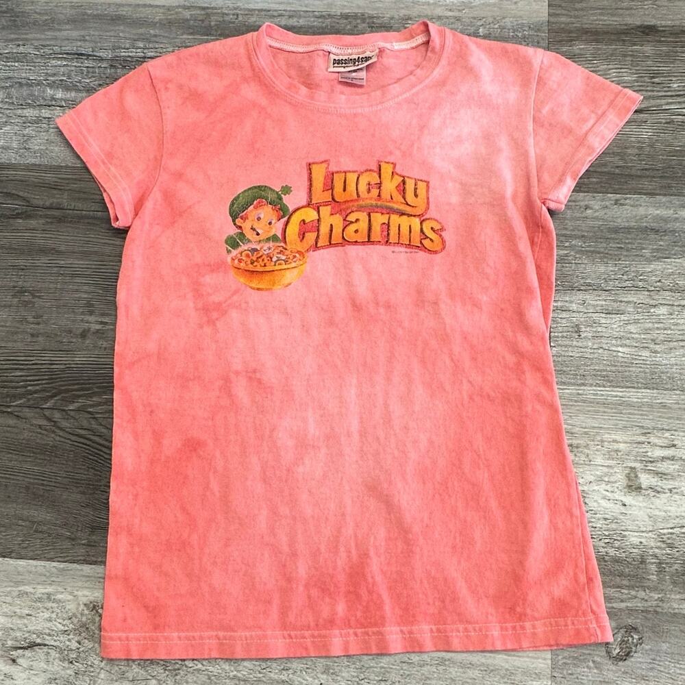 Vintage Y2K Passing4Sane Lucky Charms Cereal Womens Large Tie Dye Brand‎ T-Shirt